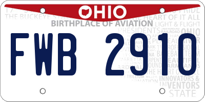 OH license plate FWB2910