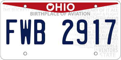 OH license plate FWB2917