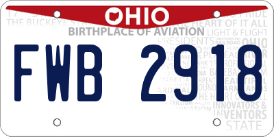 OH license plate FWB2918