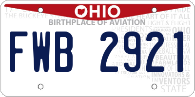 OH license plate FWB2921