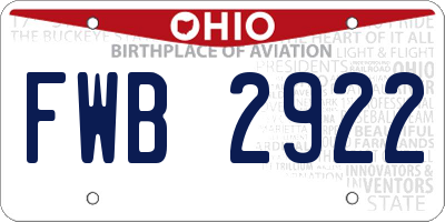 OH license plate FWB2922