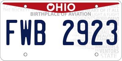 OH license plate FWB2923