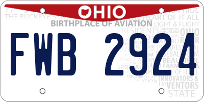 OH license plate FWB2924