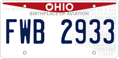 OH license plate FWB2933