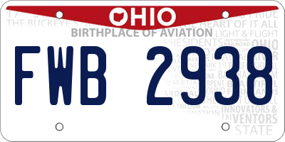 OH license plate FWB2938
