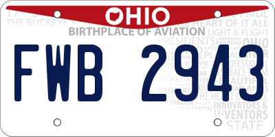 OH license plate FWB2943