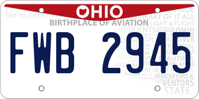 OH license plate FWB2945