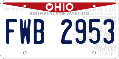 OH license plate FWB2953