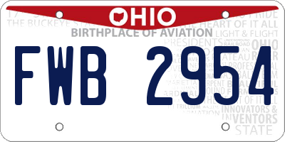 OH license plate FWB2954