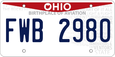 OH license plate FWB2980