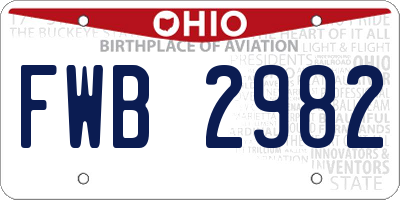 OH license plate FWB2982