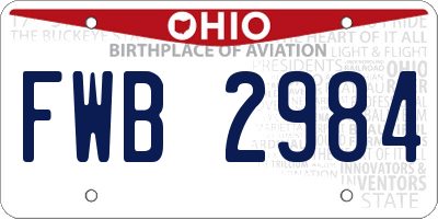 OH license plate FWB2984
