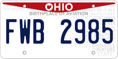 OH license plate FWB2985