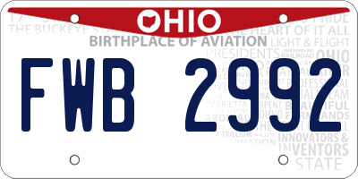 OH license plate FWB2992