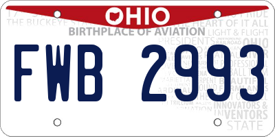 OH license plate FWB2993