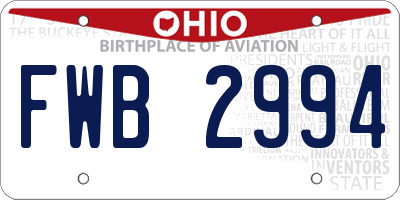 OH license plate FWB2994