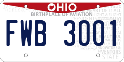 OH license plate FWB3001