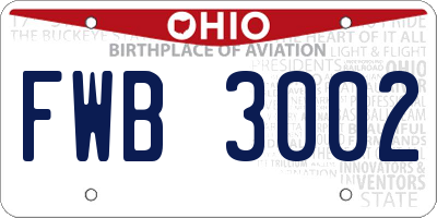 OH license plate FWB3002