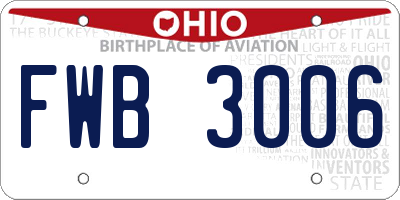 OH license plate FWB3006