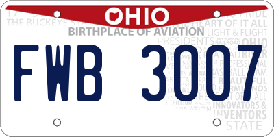 OH license plate FWB3007
