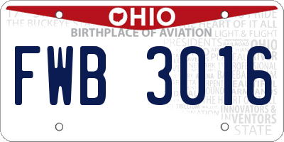 OH license plate FWB3016