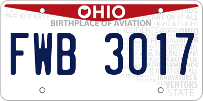 OH license plate FWB3017