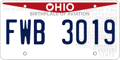 OH license plate FWB3019
