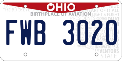 OH license plate FWB3020