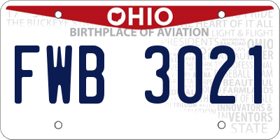 OH license plate FWB3021