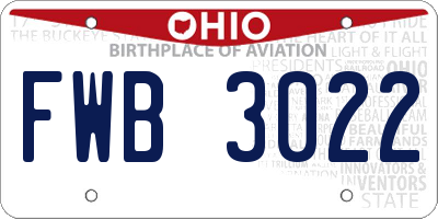 OH license plate FWB3022