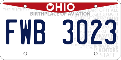 OH license plate FWB3023