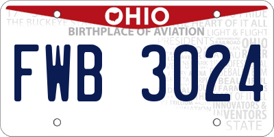 OH license plate FWB3024