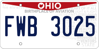 OH license plate FWB3025