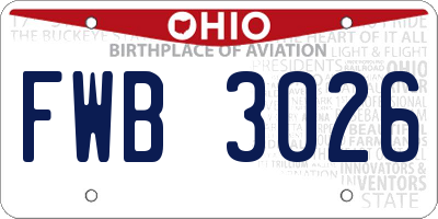 OH license plate FWB3026