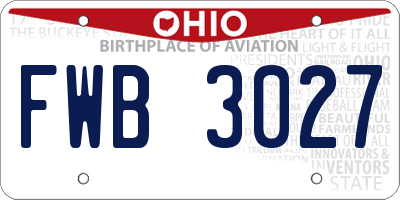 OH license plate FWB3027