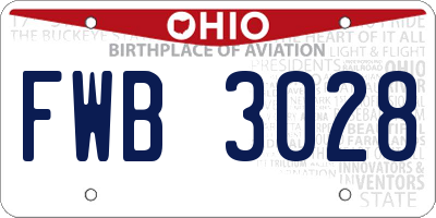 OH license plate FWB3028