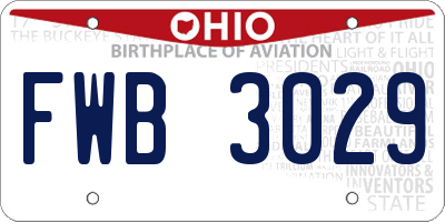 OH license plate FWB3029