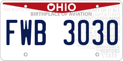 OH license plate FWB3030