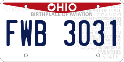 OH license plate FWB3031