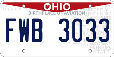 OH license plate FWB3033