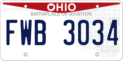 OH license plate FWB3034