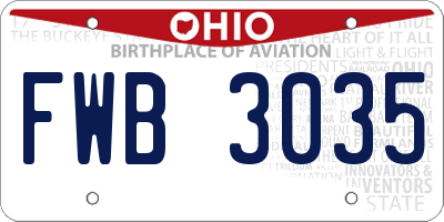 OH license plate FWB3035