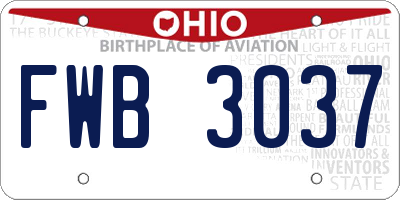 OH license plate FWB3037