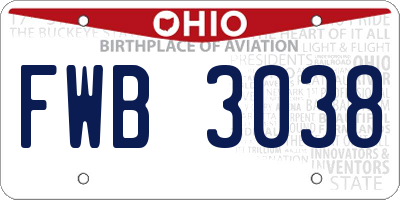 OH license plate FWB3038
