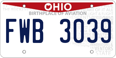 OH license plate FWB3039