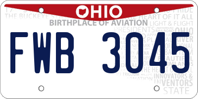 OH license plate FWB3045