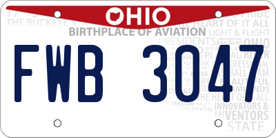 OH license plate FWB3047