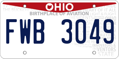 OH license plate FWB3049