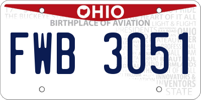 OH license plate FWB3051