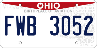OH license plate FWB3052